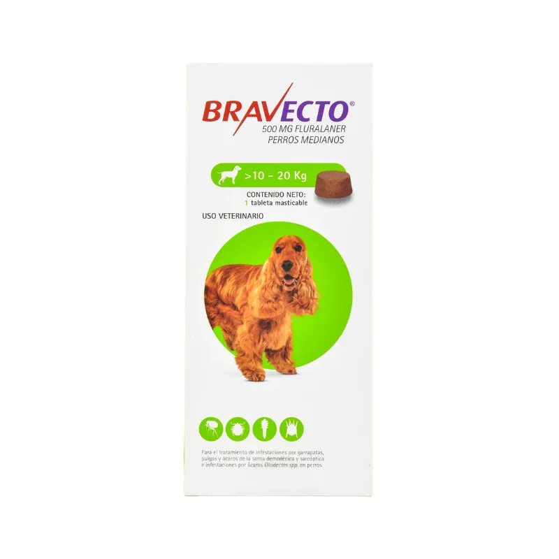 BRAVECTO 10-20 KG 500 MG 1 TABLETA VERDE