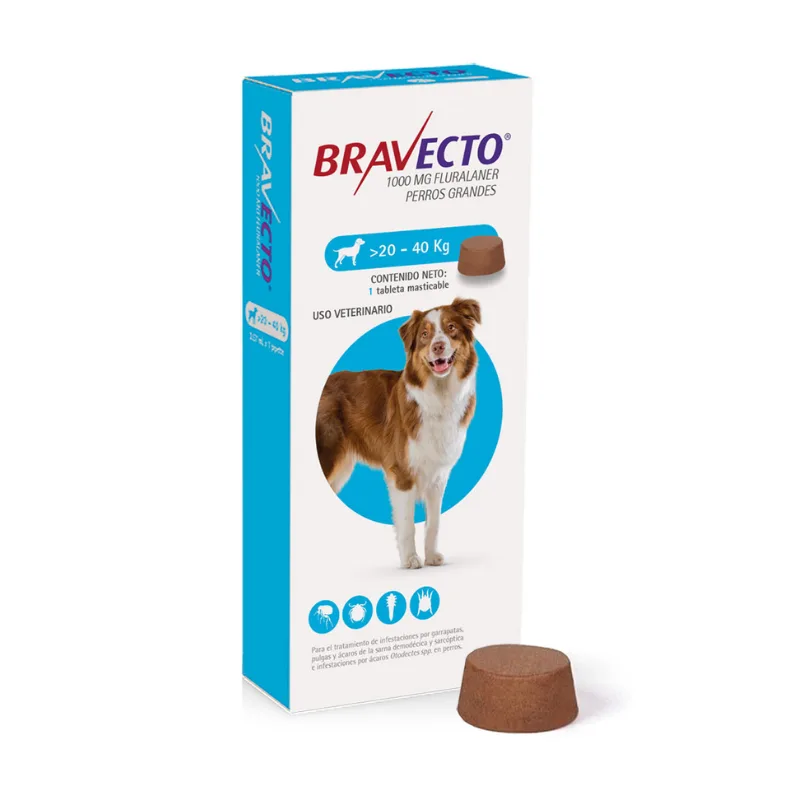BRAVECTO 20-40 KG 1000 MG 1 TABLETA AZUL
