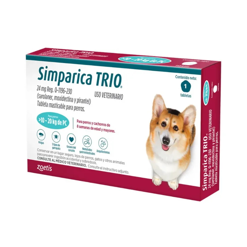 SIMPARICA TRIO 1 X 1 TABS 10- 20 KG 24 M