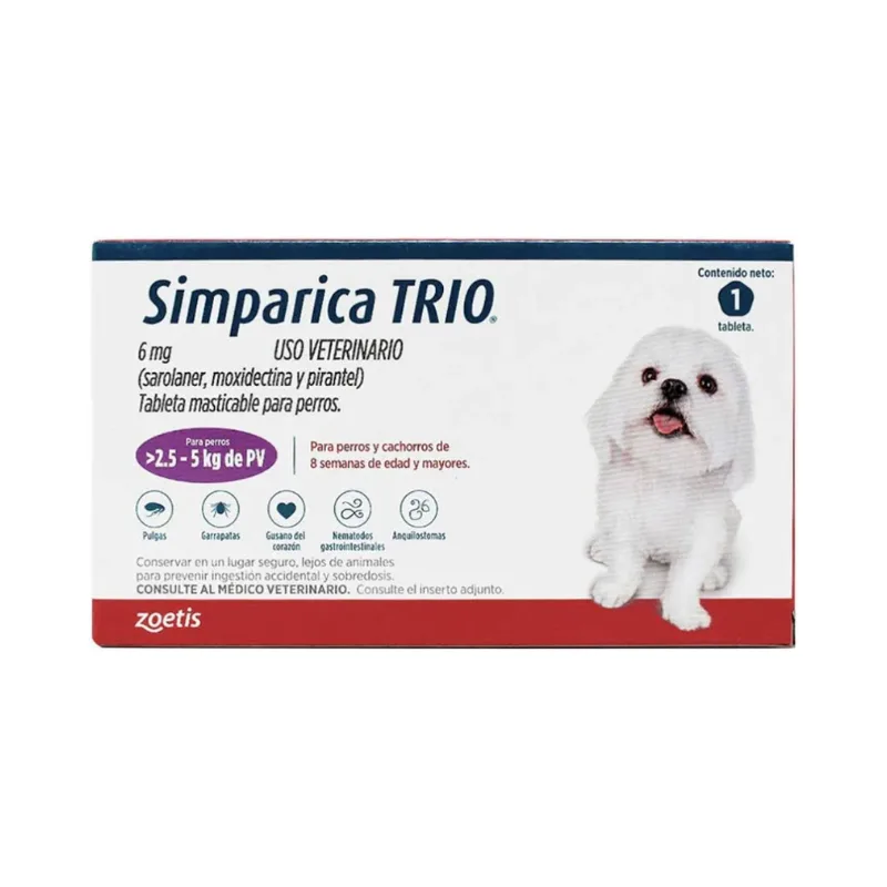 SIMPARICA TRIO 1 X 1 TABS 2.5 -5 KG 6MG.