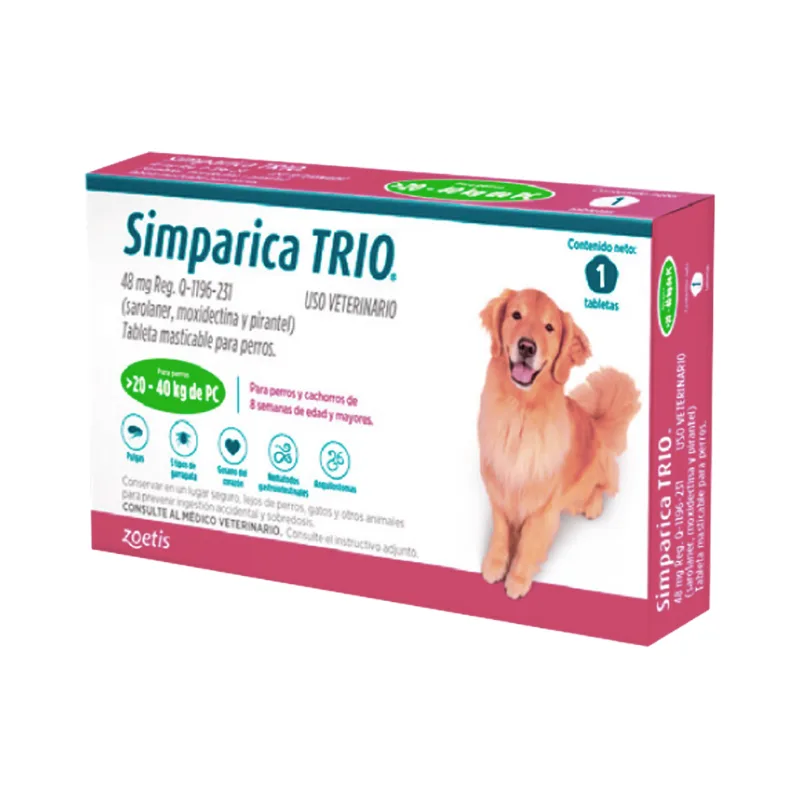 SIMPARICA TRIO 1 X 1 TABS 20 -40 KG 48 M