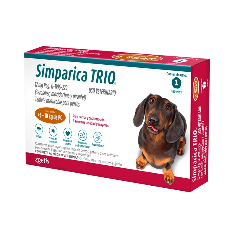 SIMPARICA TRIO 1 X 1 TABS 5 - 10 KG 12 M