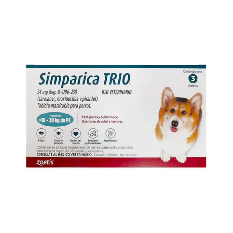 SIMPARICA TRIO 24 MG 1 X 3TABS. AZUL